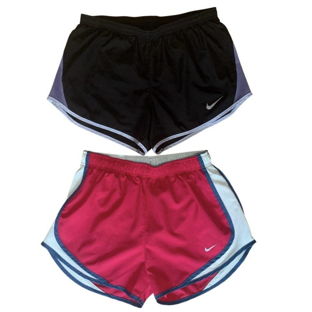 Nike Dri Fit Running Shorts Lot 2 Womens Medium Black Pink Athletic